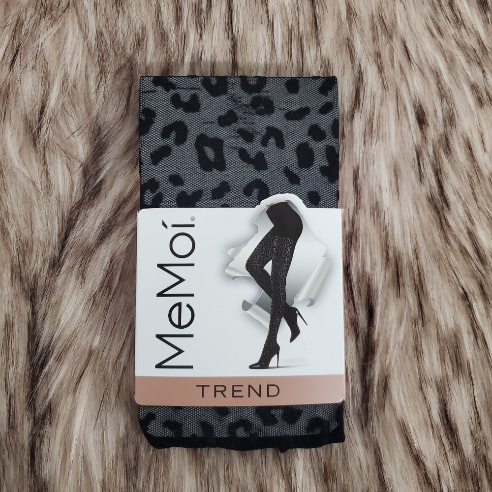MEMOí Leopard Sheer Black Tights